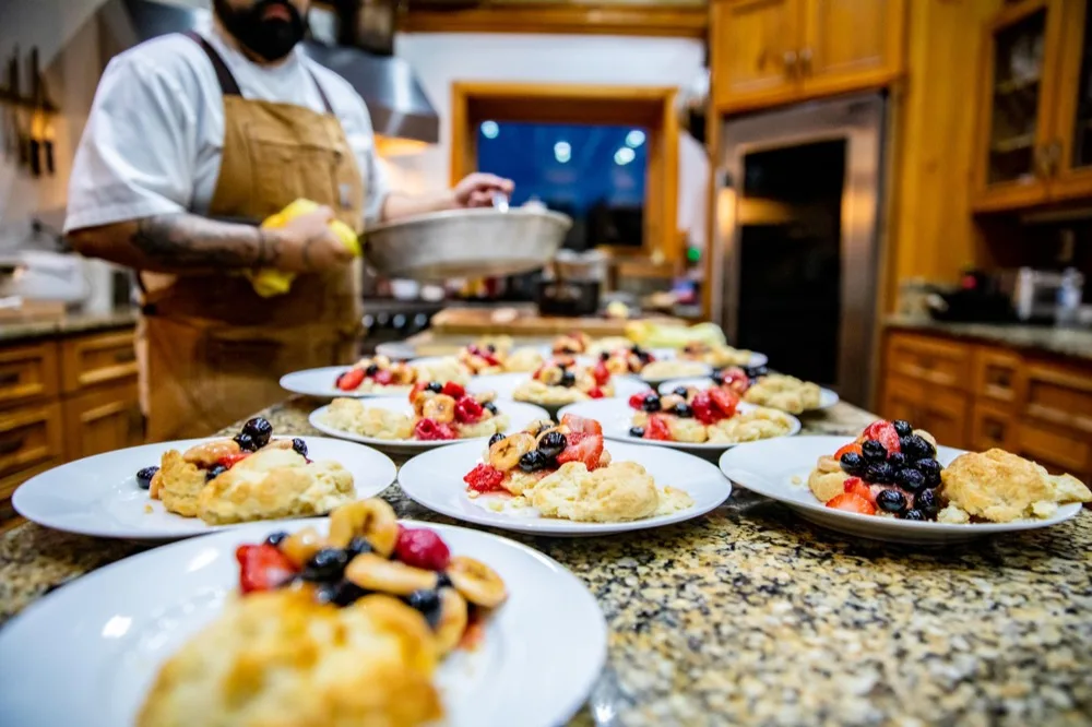 Dessert course served at the lodge